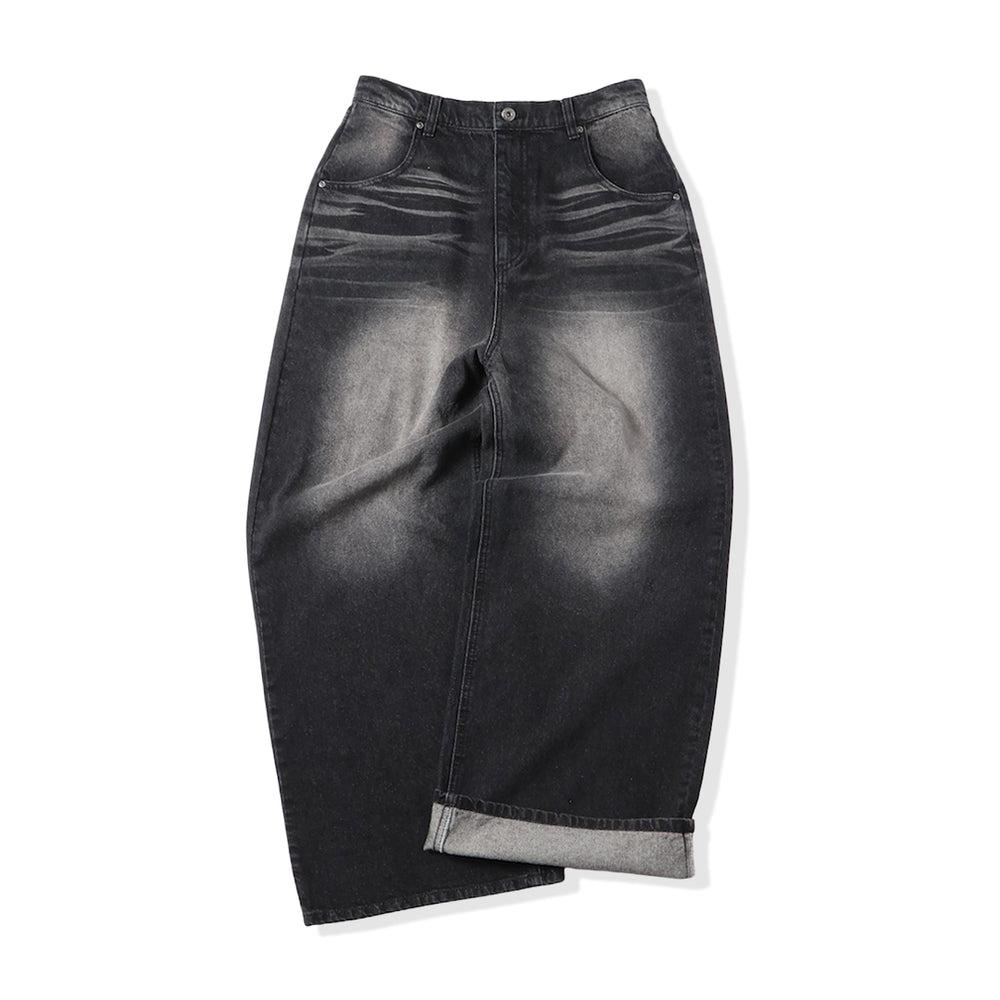 "CAP BOY" logo baggy denim pants