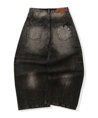 Vintage Washed Baggy Denim - S / Brown
