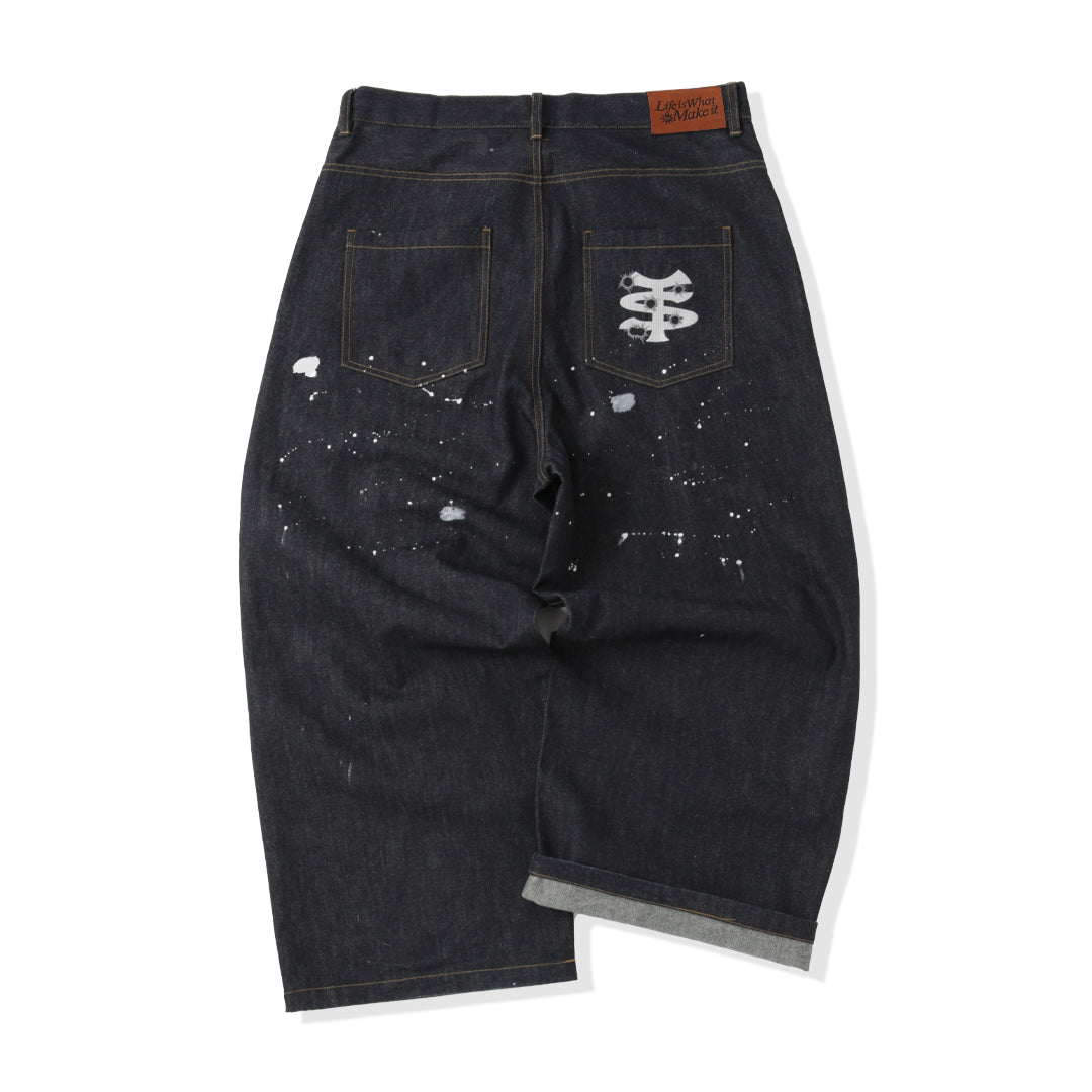 TS logo Rigid Baggy Paint Denim pants