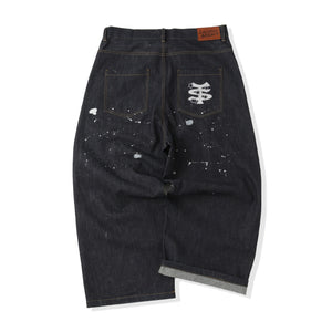 TS logo Rigid Baggy Paint Denim pants