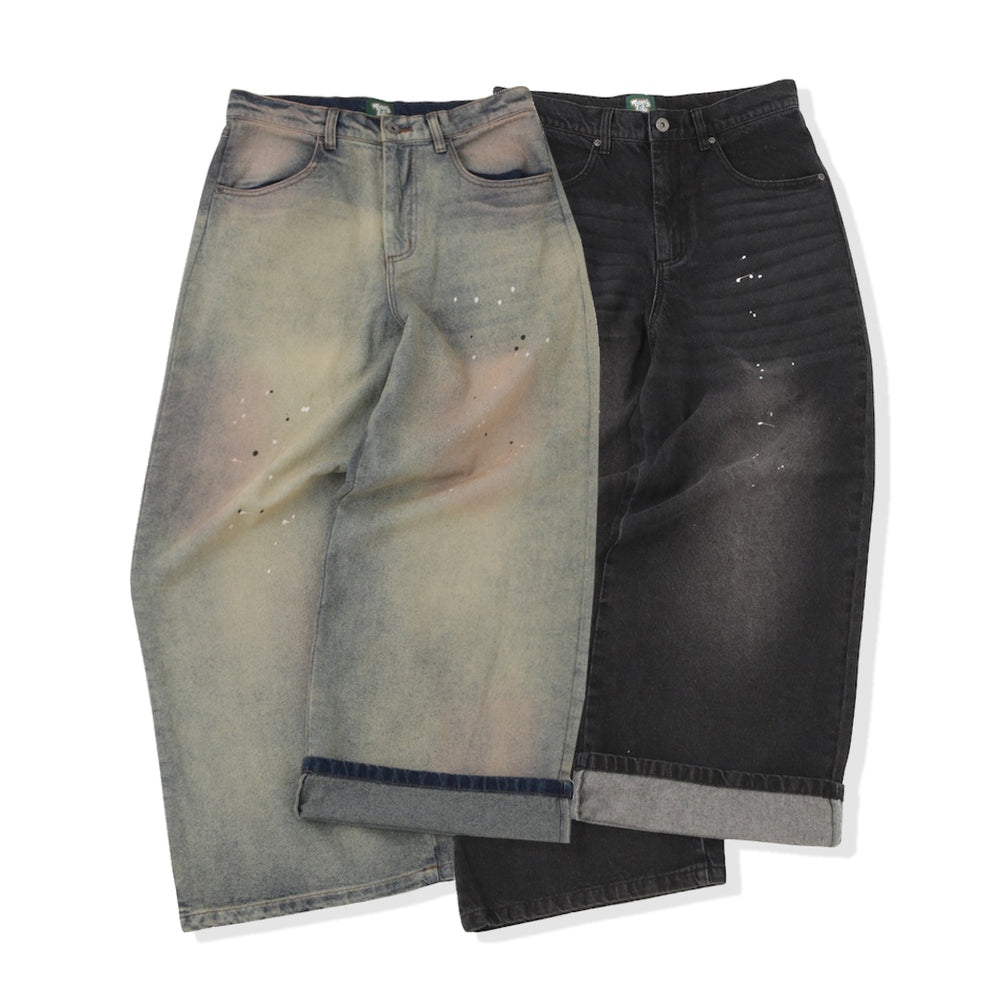 Circle paint logo baggy denim pants free