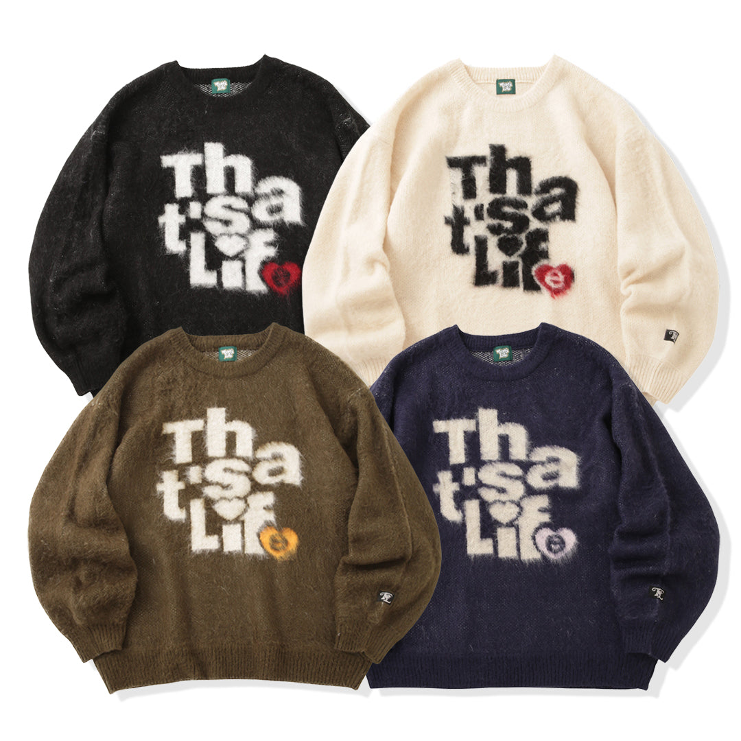 That's life “HEARTSTACK” logo knit free