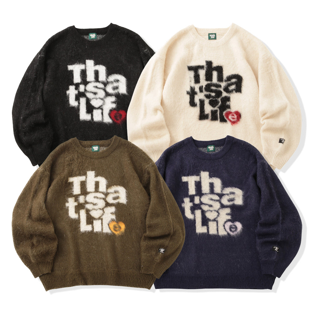 That's life “HEARTSTACK” logo knit free