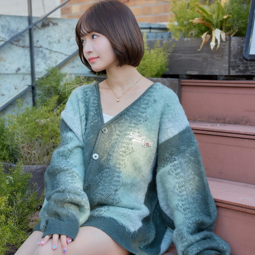 That's life Angel logo gradation cardigan 