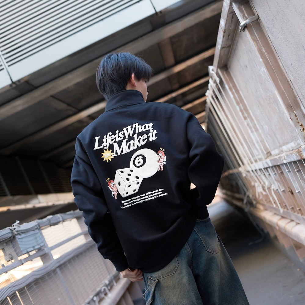 HEAVY WEIGHT “ANGEL” LOGO HALF ZIP SWEAT