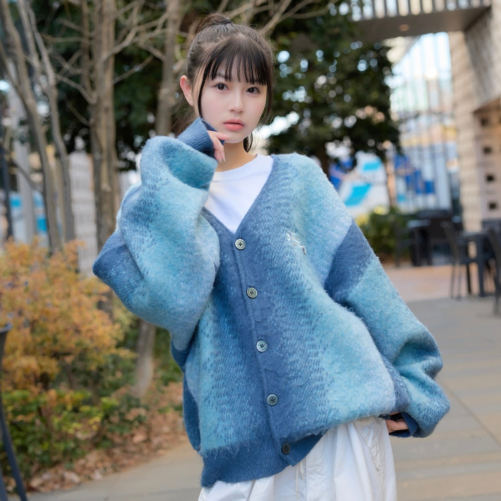 That's life Angel logo gradation cardigan 
