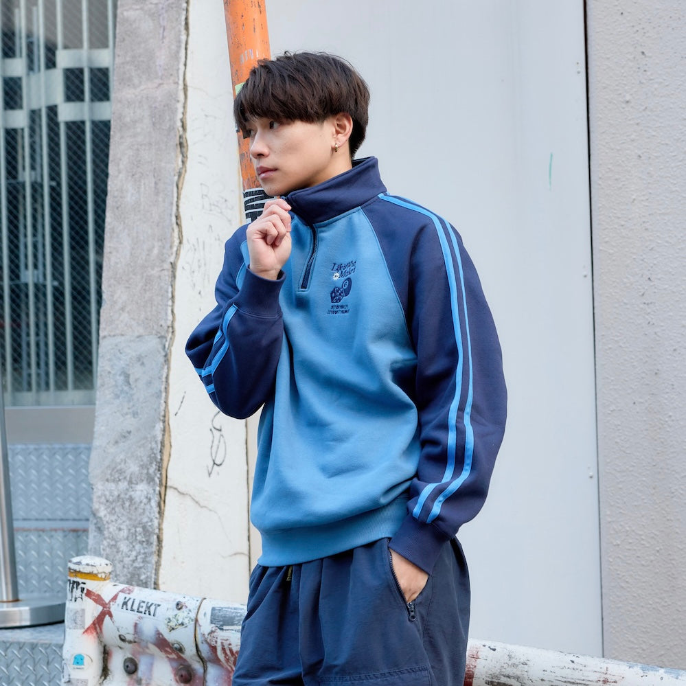 HEAVY WEIGHT “DICE” LOGO RAGLAN HALF ZIP SWEAT 