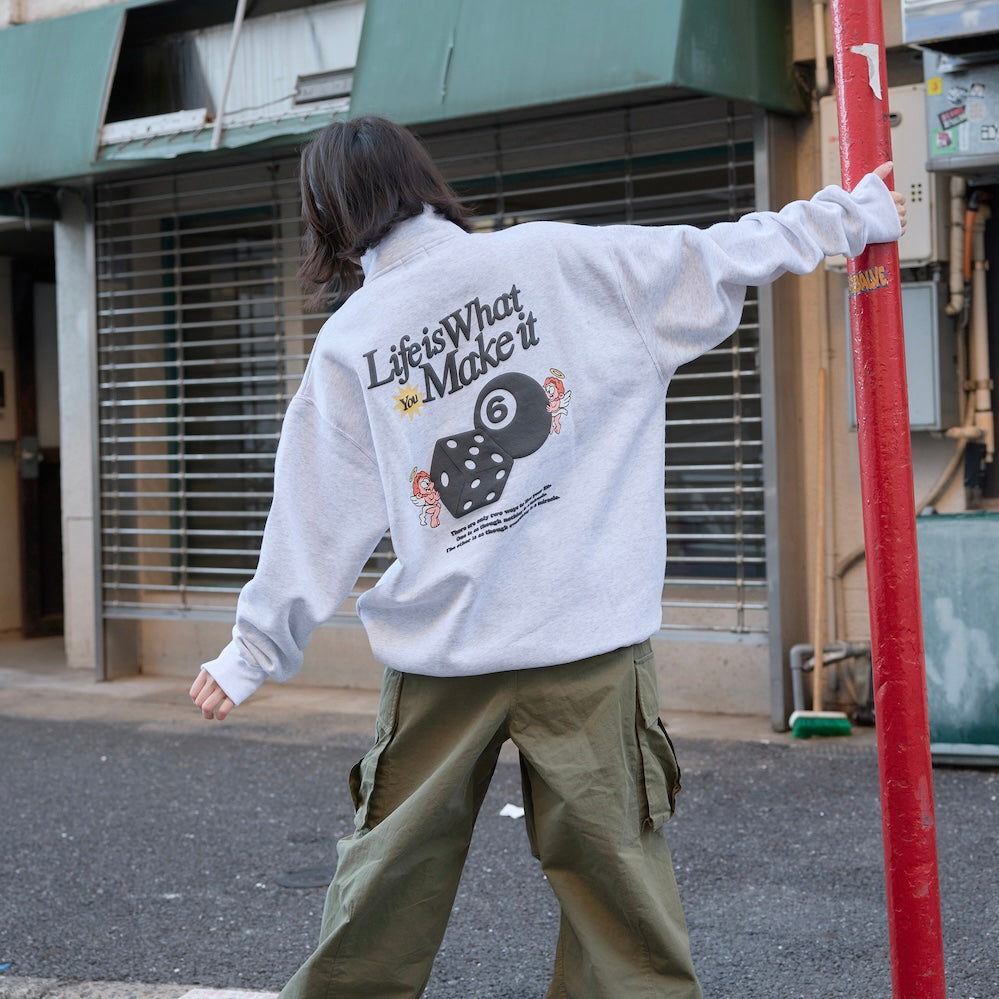 HEAVY WEIGHT “ANGEL” LOGO HALF ZIP SWEAT