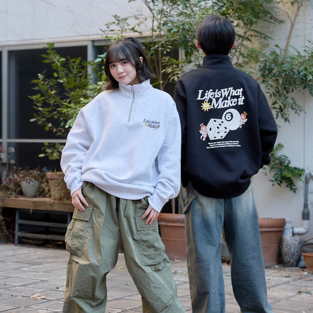 HEAVY WEIGHT “ANGEL” LOGO HALF ZIP SWEAT