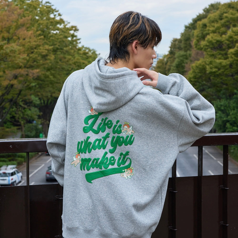 HEAVY WEIGHT SPECIAL ANGEL LOGO HOODIE / Gray – That's life online 