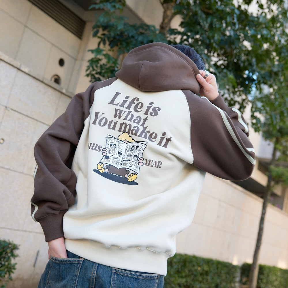 HEAVY WEIGHT “NEWS PAPER” LOGO RAGLAN HOODIE 