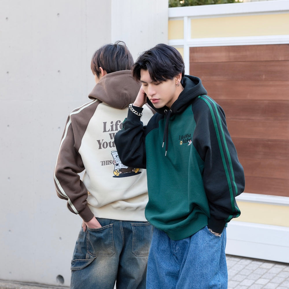 HEAVY WEIGHT “NEWS PAPER” LOGO RAGLAN HOODIE 