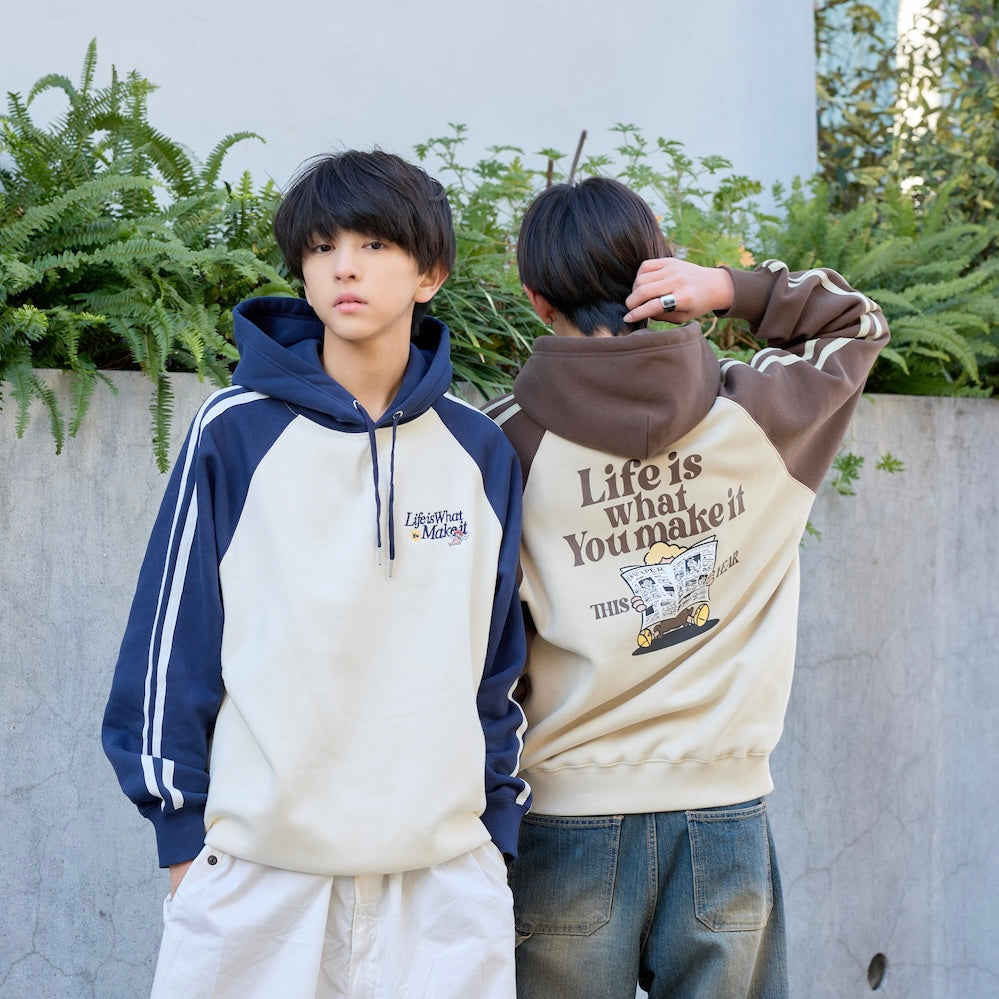 HEAVY WEIGHT “NEWS PAPER” LOGO RAGLAN HOODIE 