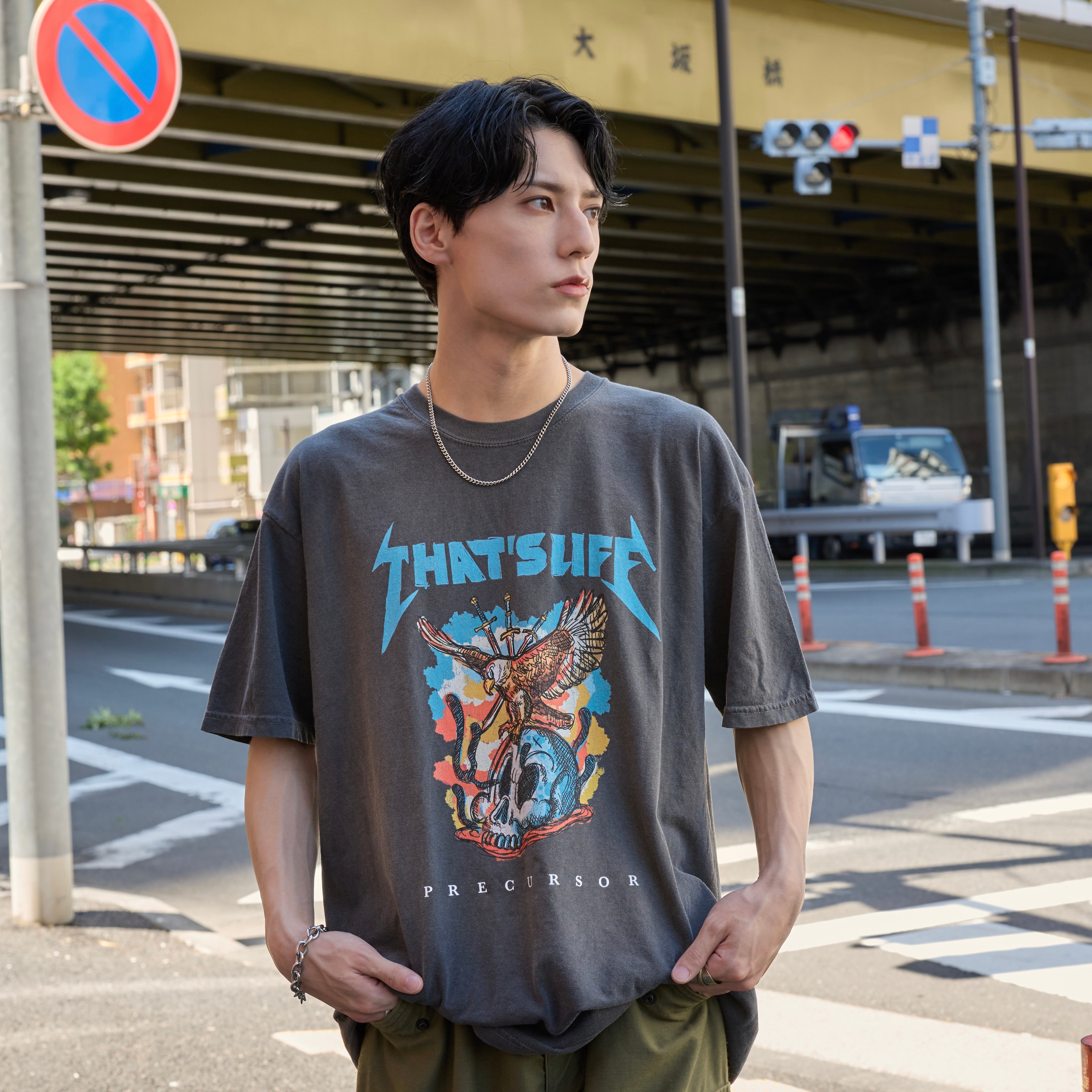 Vintage Style Bird S/S Tee / Charcoal – That's life online store
