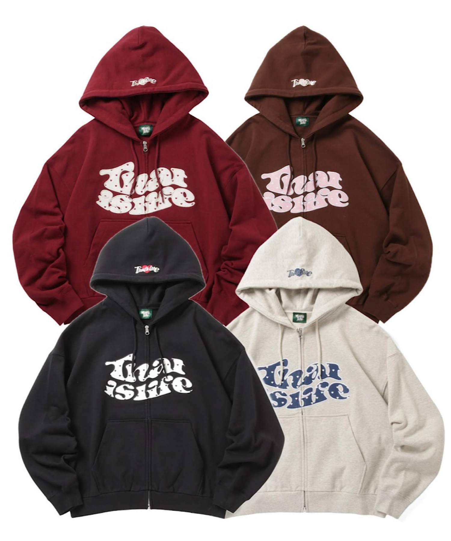 HEAVY WEIGHT 12.0oz FRONT HEART DOT LOGO ZIP HOODIE – That's life HEAVY WEIGHT 12.0oz FRONT HEART DOT LOGO ZIP HOODIE – That's life