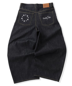 Star Embroidery Tuck Rigid Baggy Denim Pants – That's life online