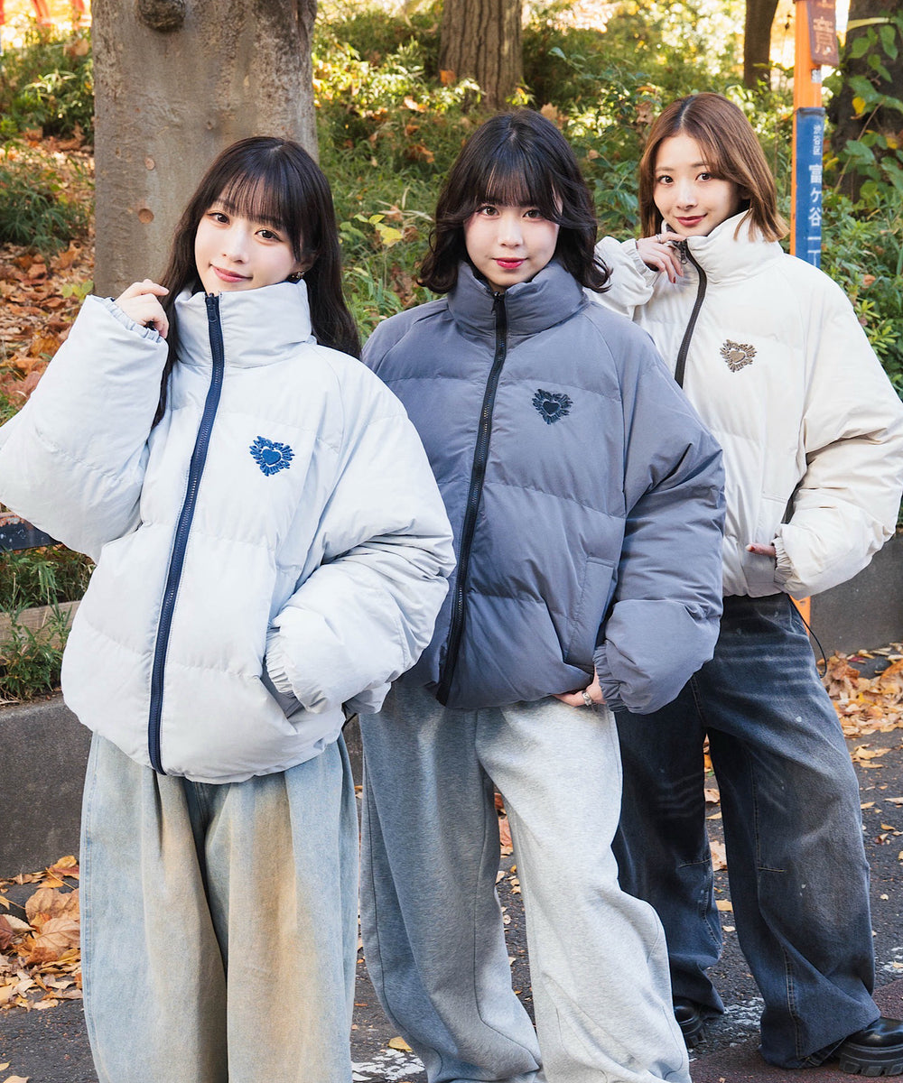 Heart logo Reversible Puffer Jackets