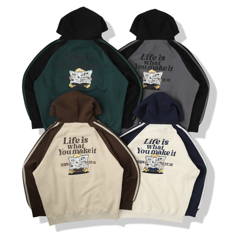 HEAVY WEIGHT “NEWS PAPER” LOGO RAGLAN HOODIE 