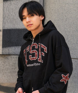 か*の様 ザッツライフ TSF logo Front Checked zip h TSF logo Front Checked zip hoodie – That's life online store