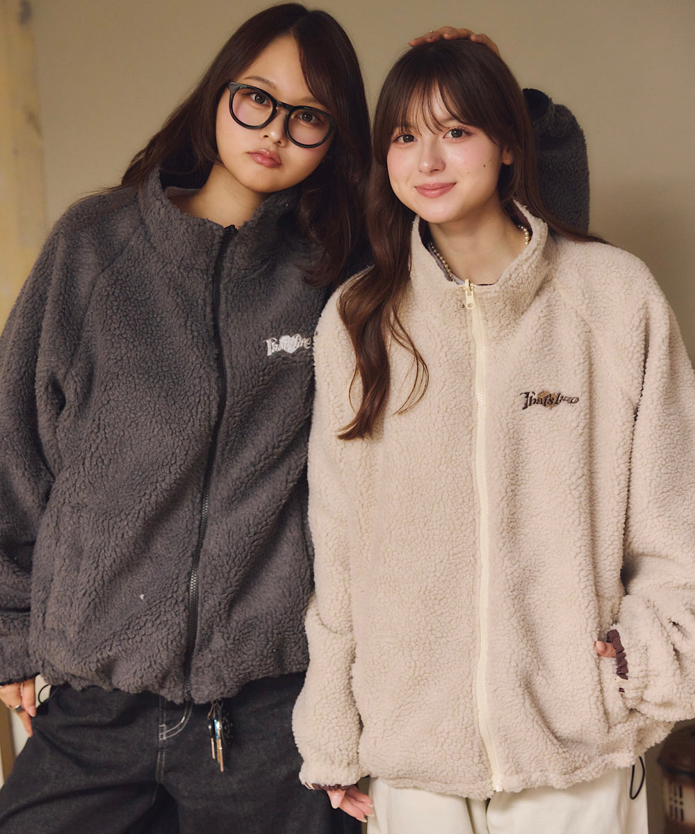 2way Reversible Heart logo Nylon / Boa Jackets