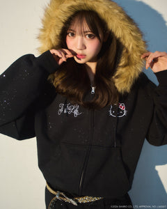 HELLO KITTY × Glitter Embroidery Fur zip hoodie – That's life