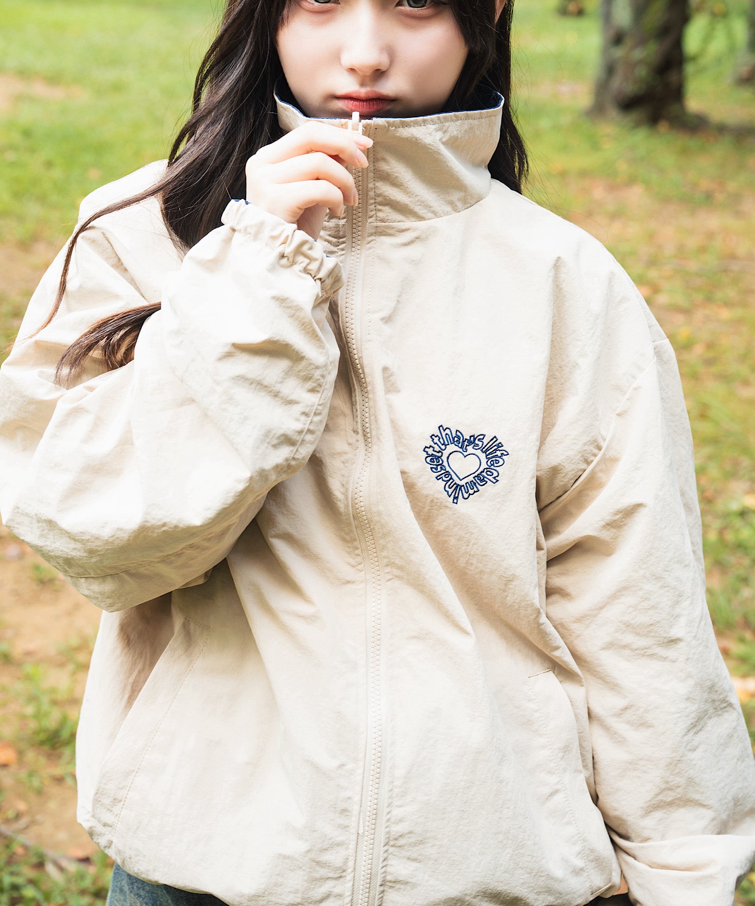 157cm / L / Navy × Ivory