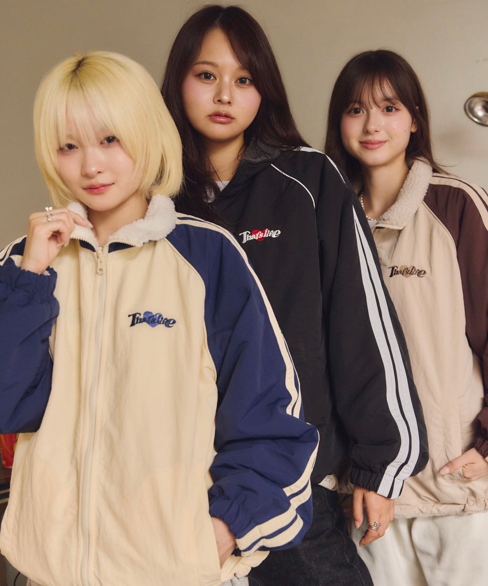 2way Reversible Heart logo Nylon / Boa Jackets