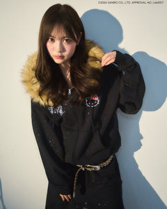 HELLO KITTY × Glitter Embroidery Fur zip hoodie – That's life