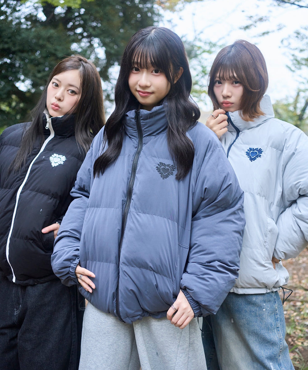 Heart logo Reversible Puffer Jackets