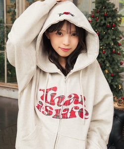 HEAVY WEIGHT 12.0oz FRONT Checked LOGO ZIP HOODIE – That's life