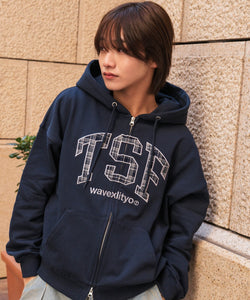 TSF logo Front Checked zip hoodie – That's life online store