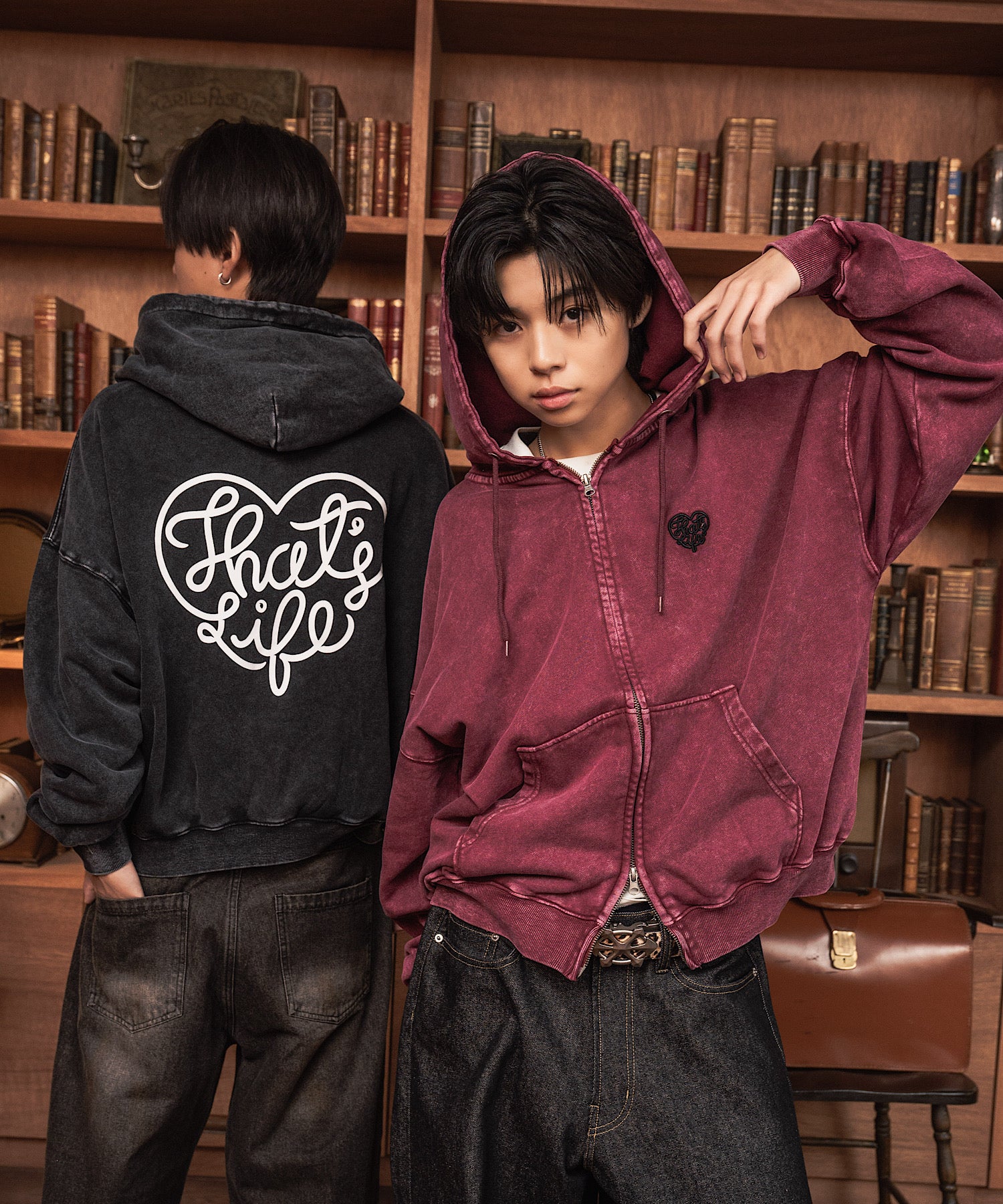Vintage styles Heart logo zip hoodie – That's life online store