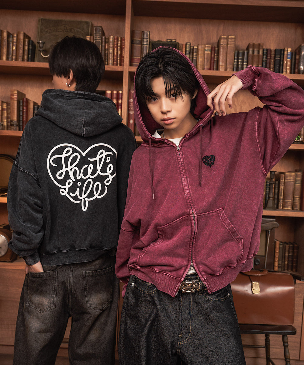 Vintage styles Heart logo zip hoodie – That's life online store