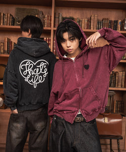 Vintage styles Heart logo zip hoodie – That's life online store
