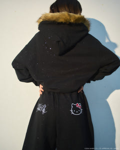 HELLO KITTY × Glitter Embroidery Fur zip hoodie – That's life