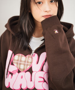 HEAVY WEIGHT 13.0oz "LOVE WAVE" LOGO ZIP HOODIE