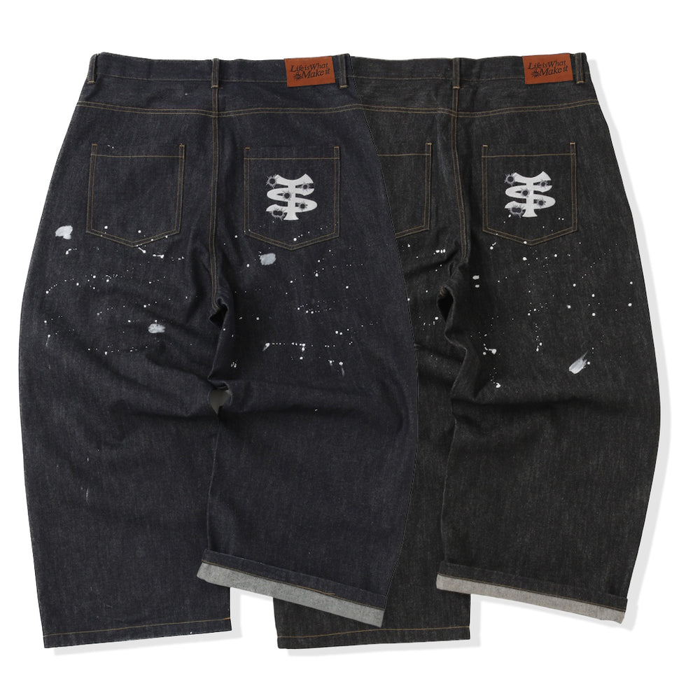 TS logo Rigid Baggy Paint Denim pants
