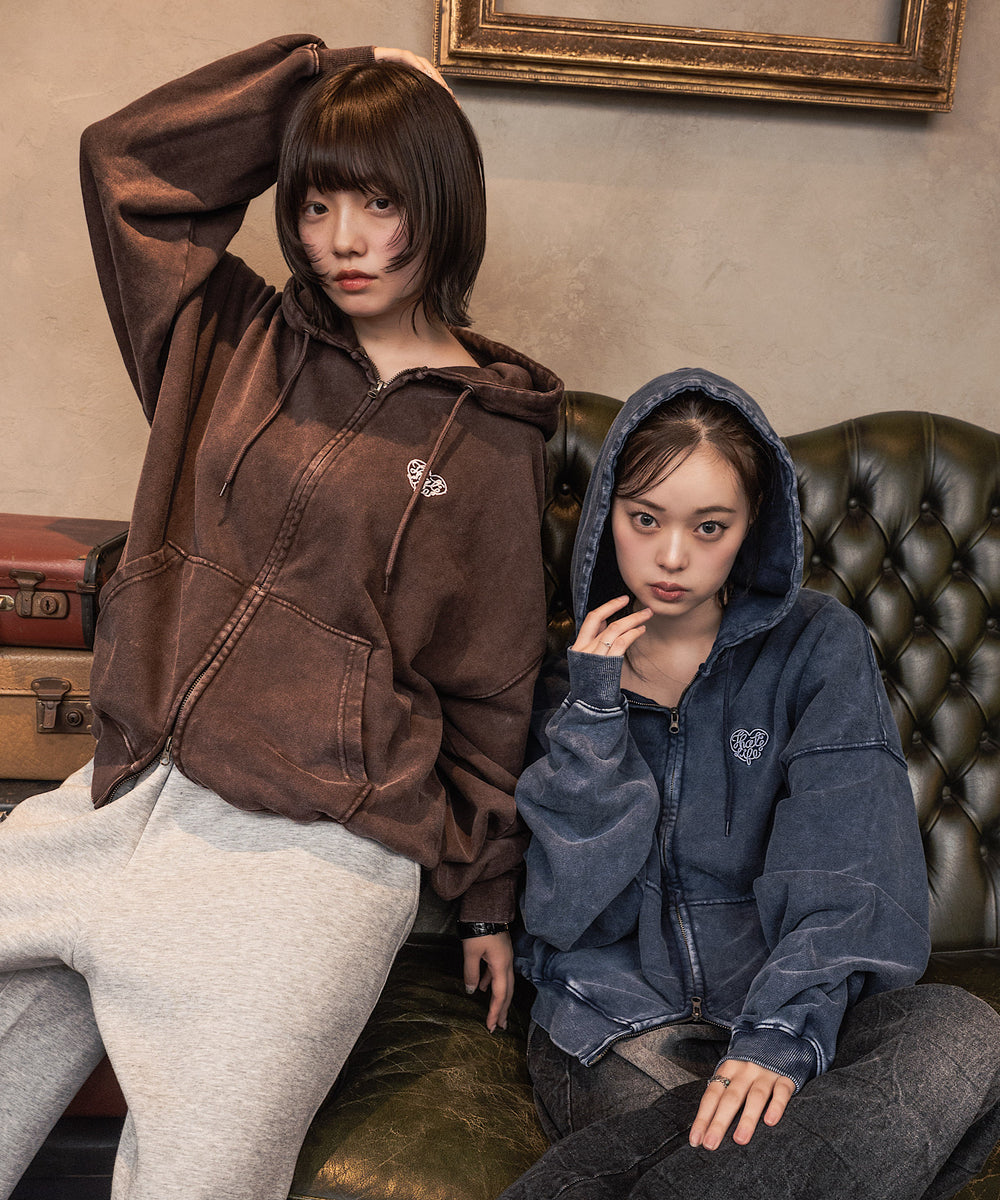 Vintage styles Heart logo zip hoodie