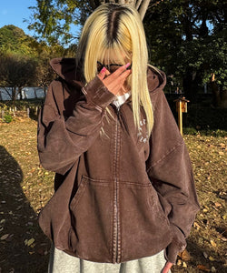 Vintage styles Circle logo zip hoodie – That's life online store