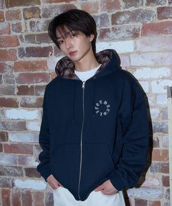 Circle logo Reversible Checked zip hoodie – That