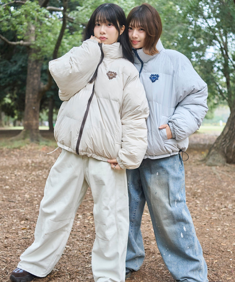 Heart logo Reversible Puffer Jackets