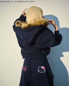 HELLO KITTY × Glitter Embroidery Fur zip hoodie – That's life