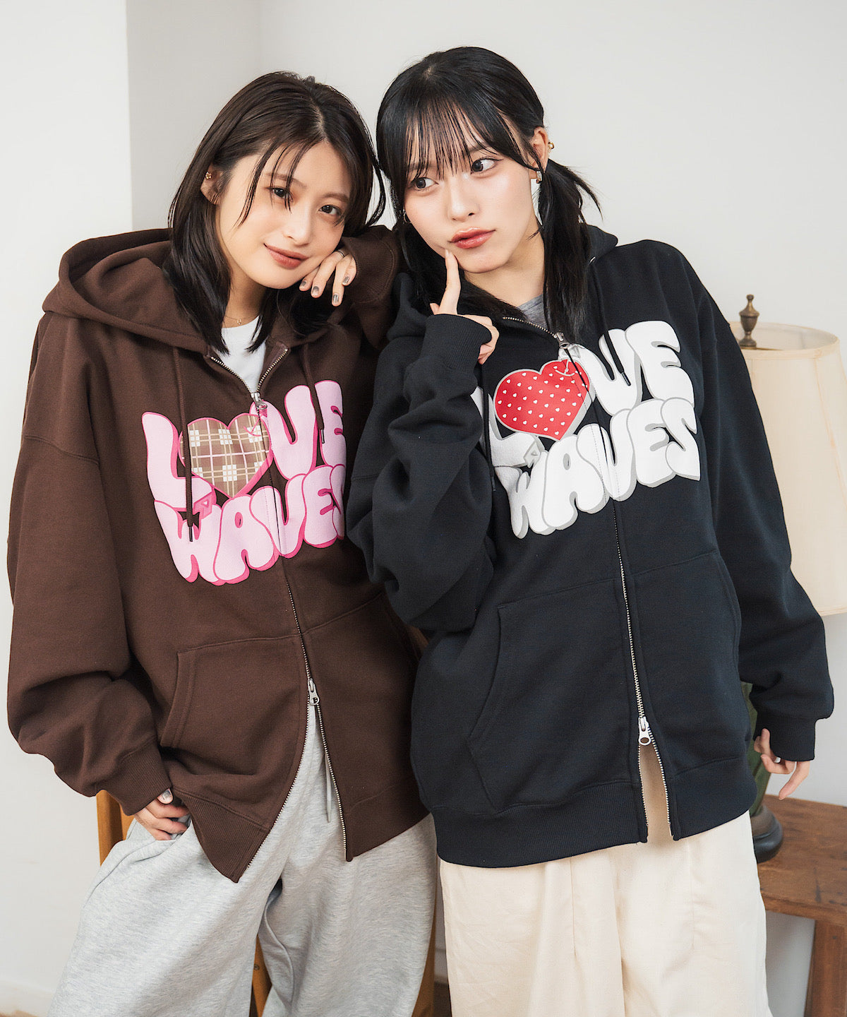 HEAVY WEIGHT 13.0oz "LOVE WAVE" LOGO ZIP HOODIE