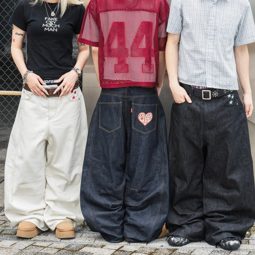 Heart logo Rigid Baggy Denim pants