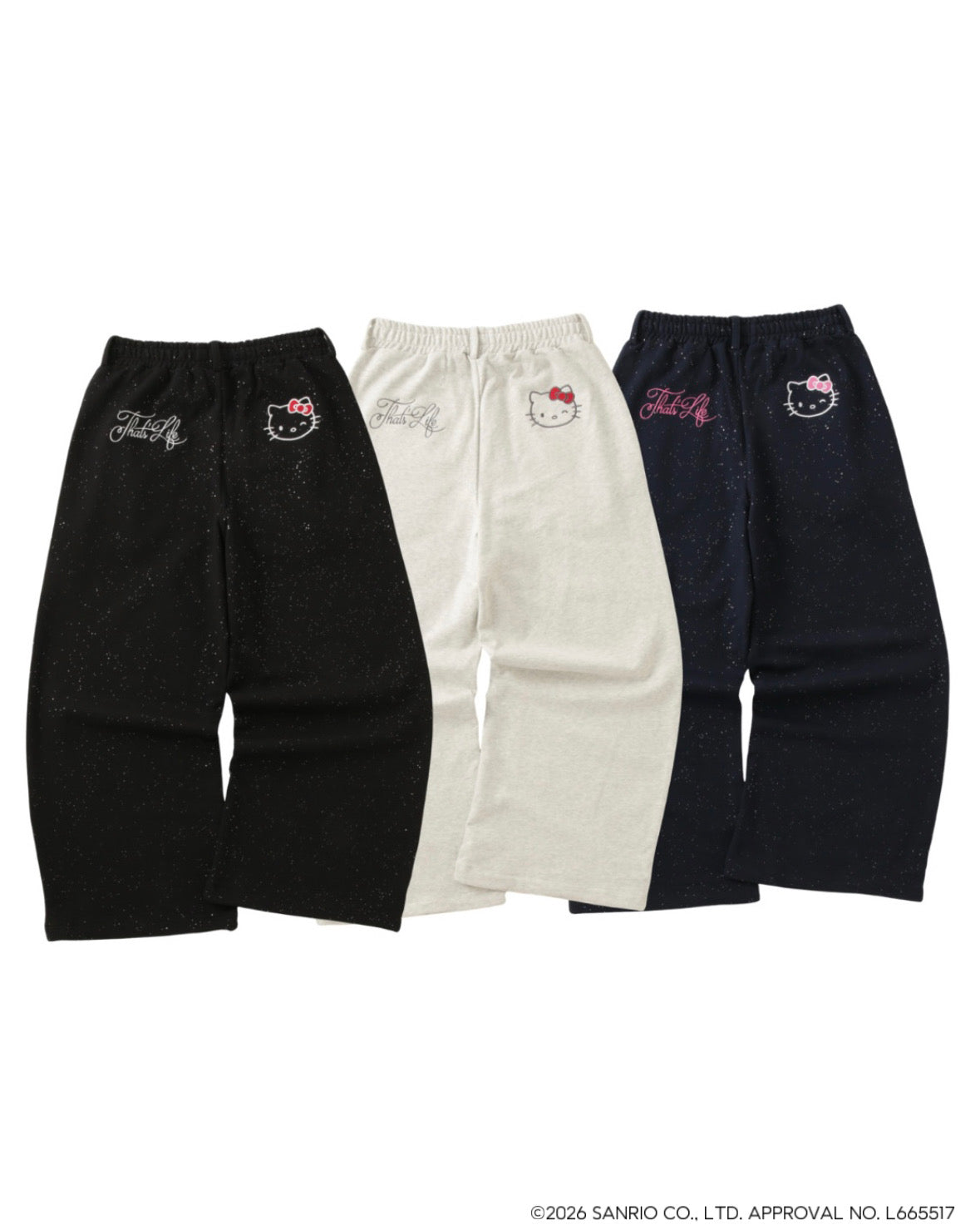 BUBBLES グリッターロゴスウェットパンツ　キティー HELLO KITTY × Glitter Embroidery sweat pants – That's life online