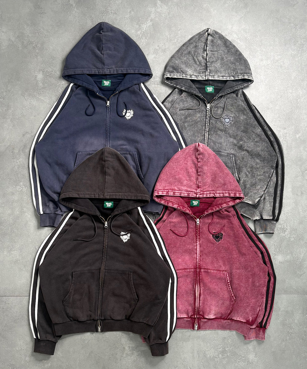 Vintage Style Raglan Stripe Zip Hoodie