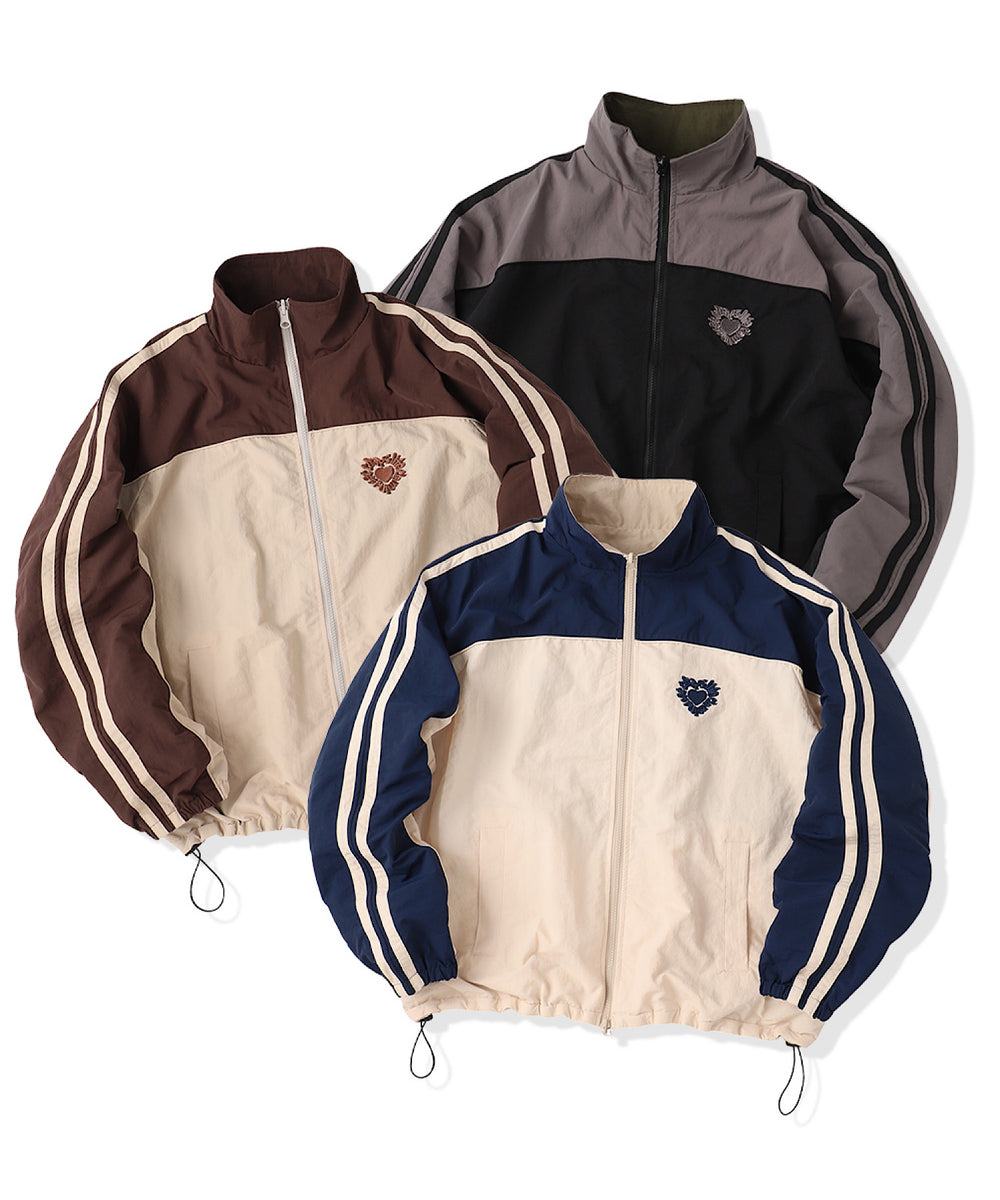 thats lifeナイロンリバーシブルジャケット ハート刺繍付き thats lifeナイロンリバーシブルジャケット ハート刺繍付き