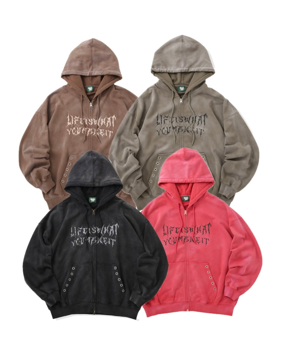 that'slife ザッツライフ　ジップフーディー　パーカー　グレー HEAVY WEIGHT 12.7oz CIRCLE LOGO ZIP HOODIE 長袖 パーカー 秋