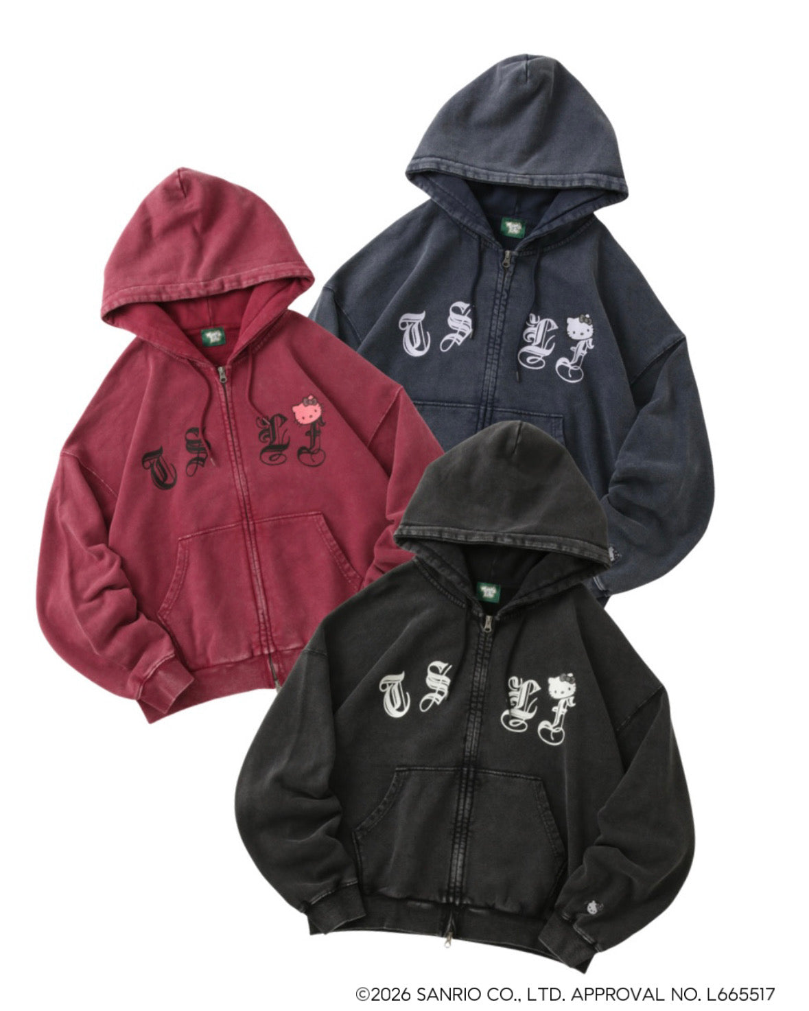 HELLO KITTY × HEAVY That's life ジップパーカー HELLO KITTY × HEAVY WEIGHT 12.0oz FRONT LOGO ZIP HOODIE – That's