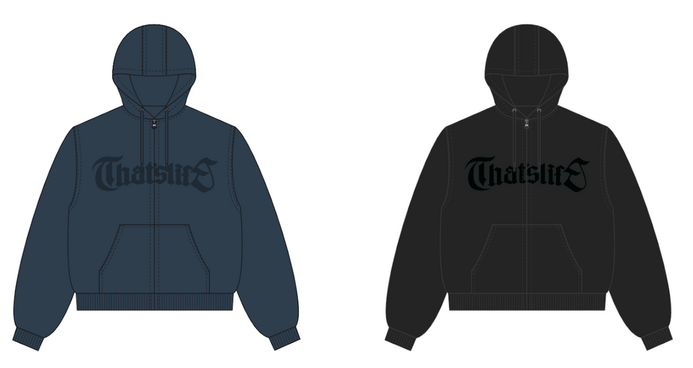 Vintage styles Front logo Denim zip hoodie free